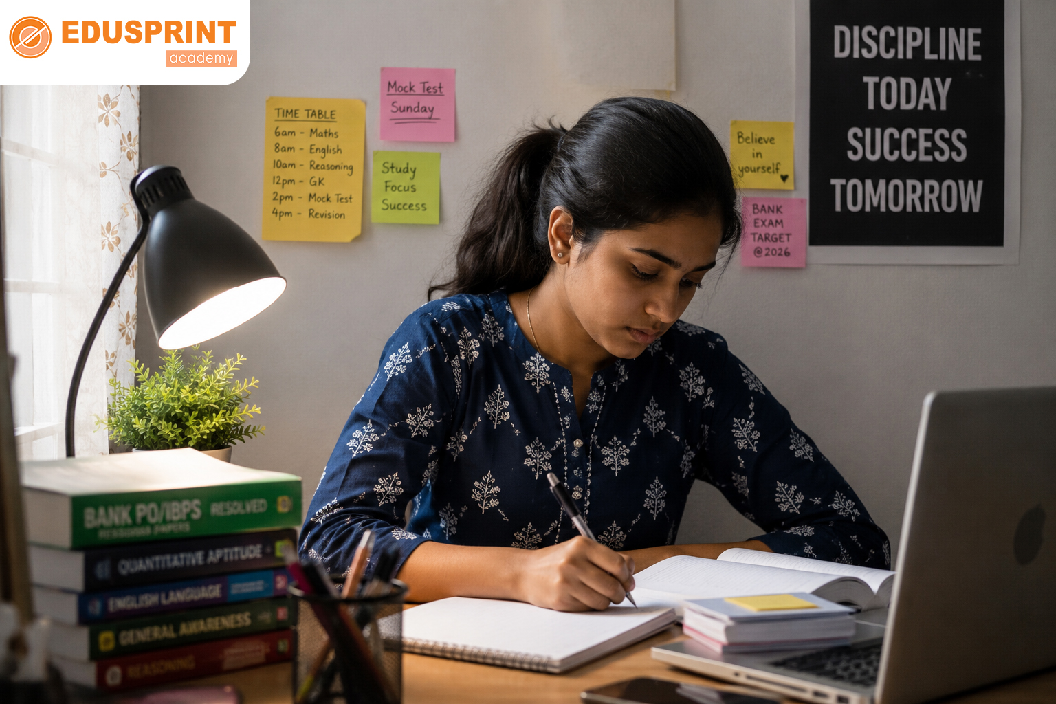 Tamil college student preparing for banking exams