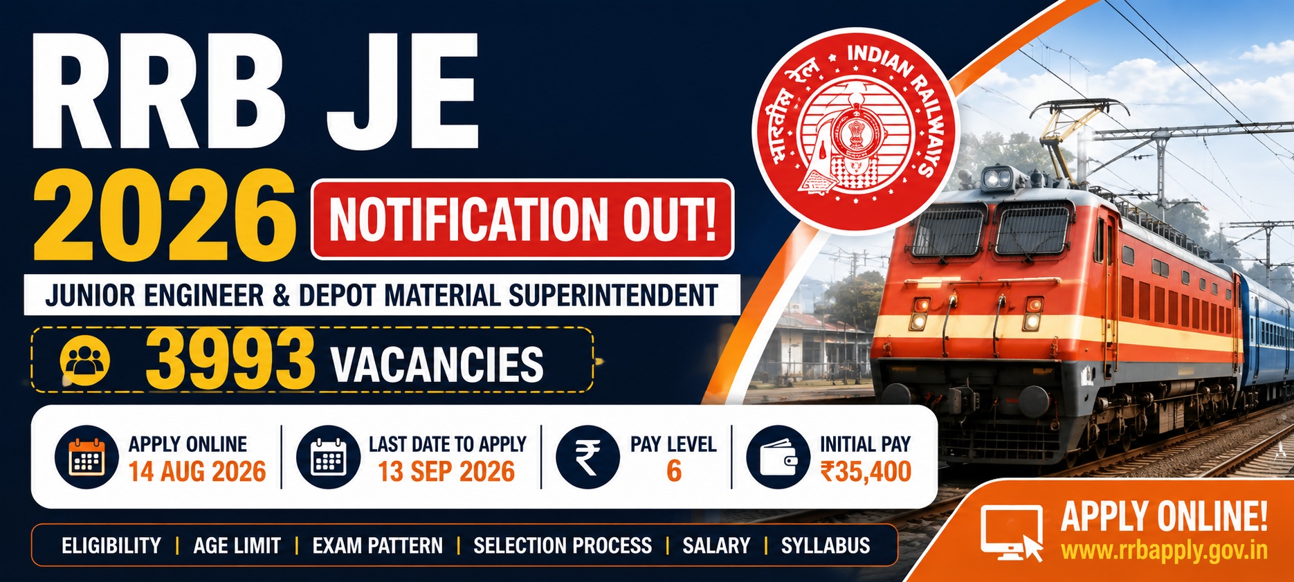 RRB JE Notification 2026 - 3993 Vacancies
